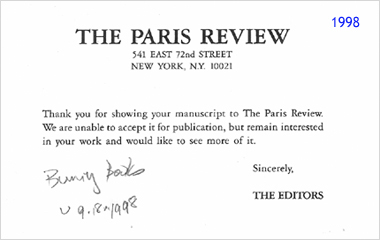 rejection: paris review 1998