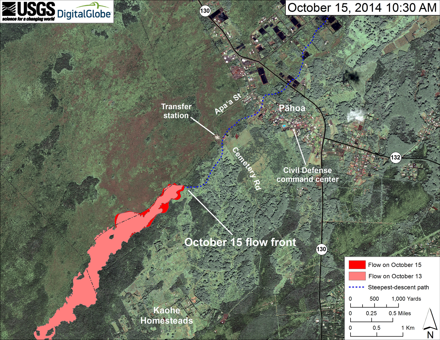 2014-10-15 USGS HVO map - Pahoa lava flow